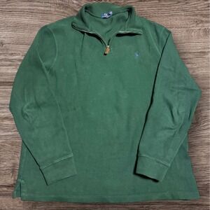 Polo Ralph Lauren Men's Quarter Zip Cotton Pullover Sweatshirt Green Size XL